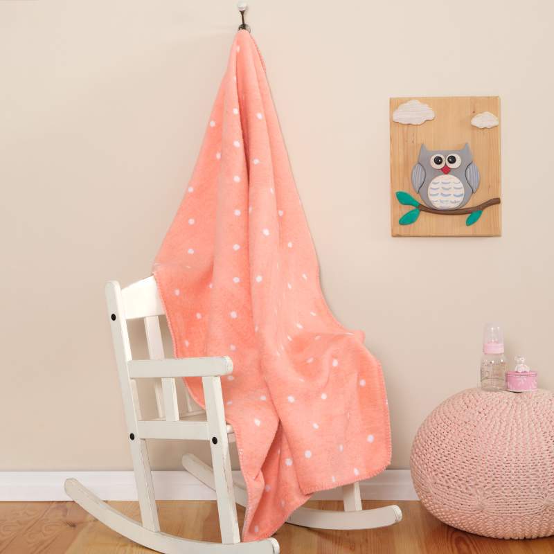 Karaca Home Point Salmon Baby Cotton Blanket Karaca Home Point Salmon Baby Cotton Blanket