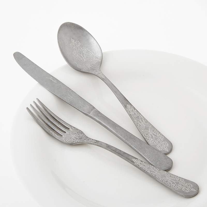 Jumbo Antique 84 Pieces Cutlery Set for 12 People Matte Tumbled