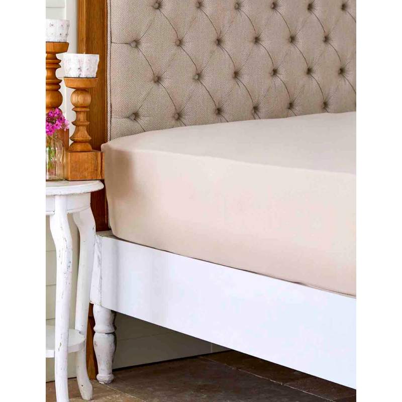 Karaca Home Beige Combed Cotton Fitted/Elastic Bed Sheet Single Person