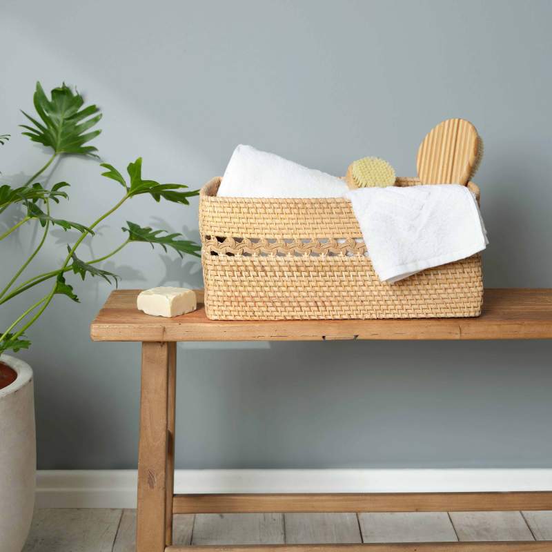 Karaca Home Wave Rattan Rectangular Basket 39 cm