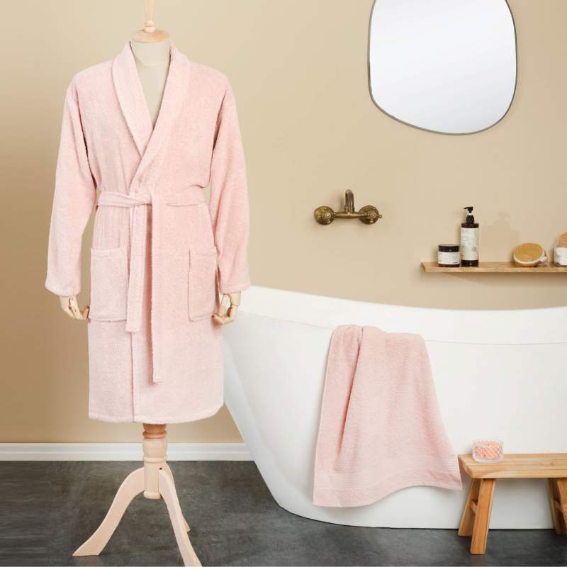 Karaca Home Olivia Powder 100% Cotton Bathrobe S/M Karaca Home Olivia Powder 100% Cotton Bathrobe S/M