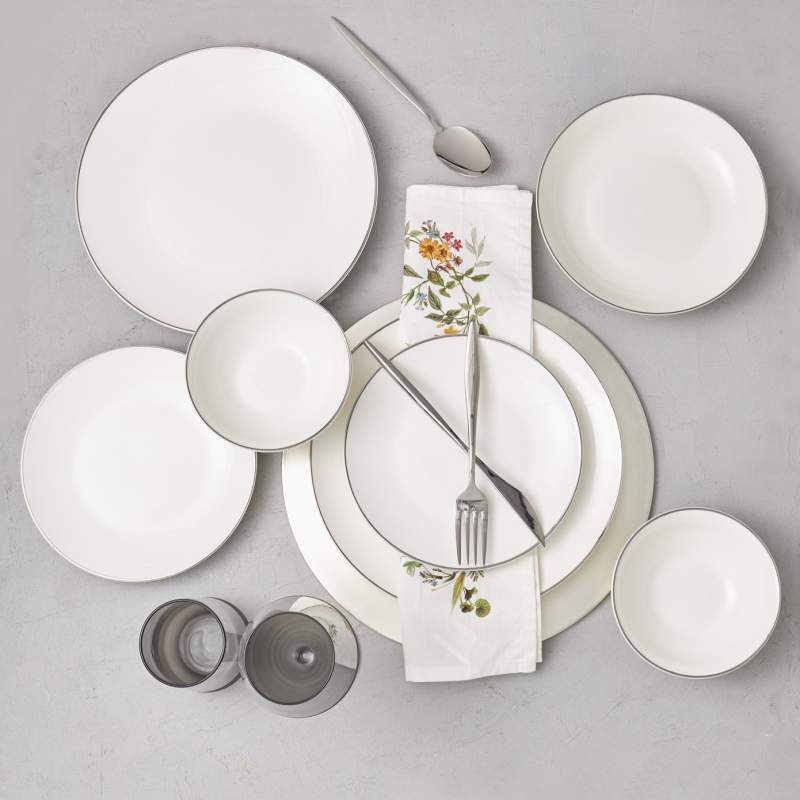 Karaca Alicia 24 Pieces 6 Person Porcelain Platinum Dinnerware