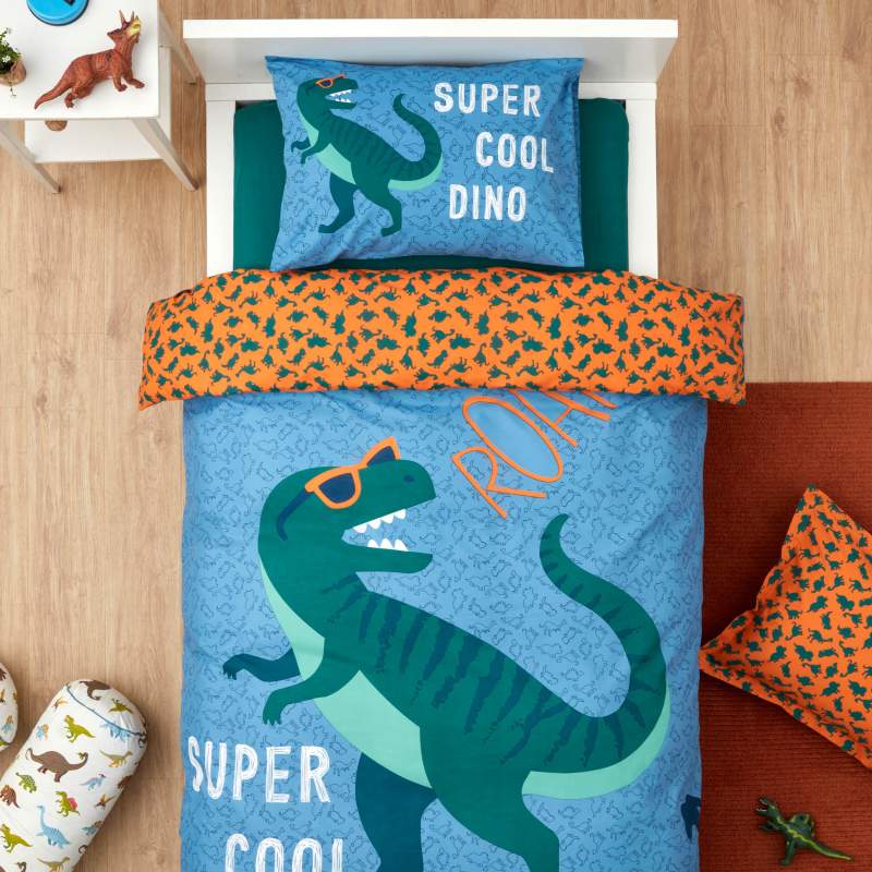 Karaca Home Young Cool Dino 100% Cotton Single Duvet Cover Set Karaca Home Young Cool Dino 100% Cotton Single Duvet Cover Set