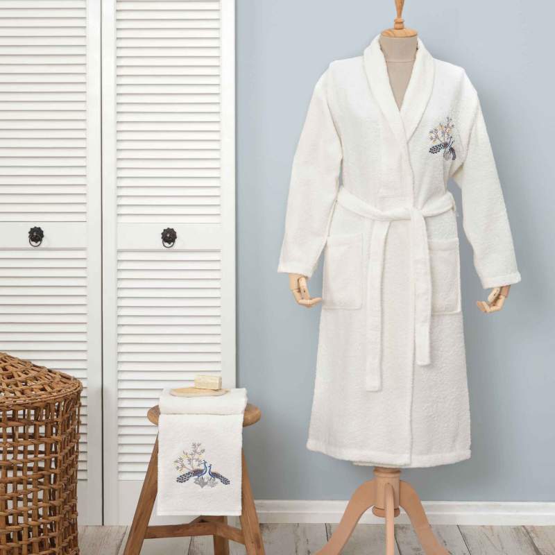 Karaca Home Dina Women's 100% Cotton Bathrobe Set L/XL Karaca Home Dina Women's 100% Cotton Bathrobe Set L/XL