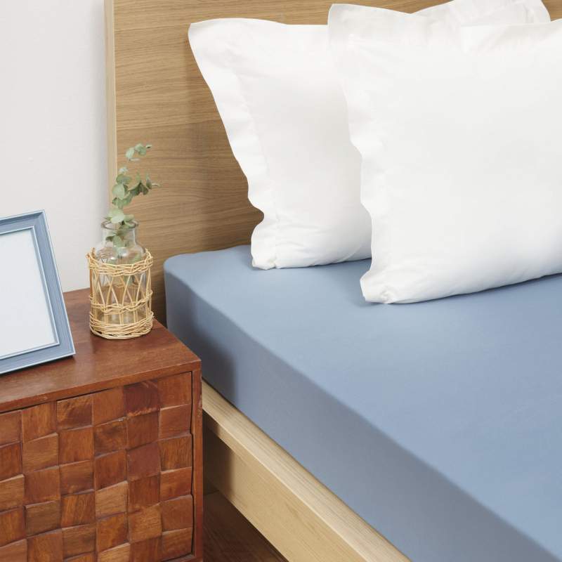 Karaca Home Indigo Combed Cotton Double Fitted Bed Sheet Karaca Home Indigo Combed Cotton Double Fitted Bed Sheet