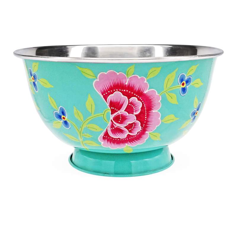 3rd Culture Floral Aqua Green Large Bowl