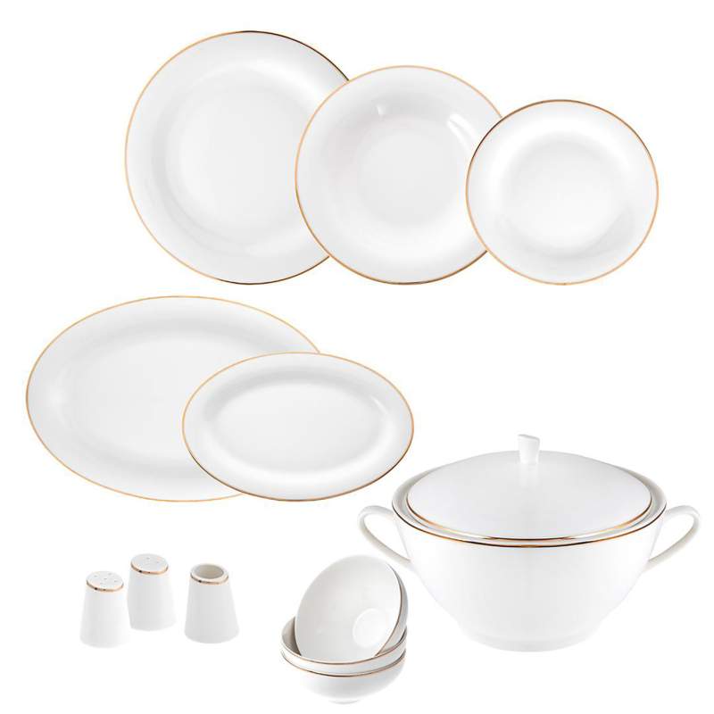 Jumbo Bright Gold 60 Pieces Dinnerware Set for 12 People