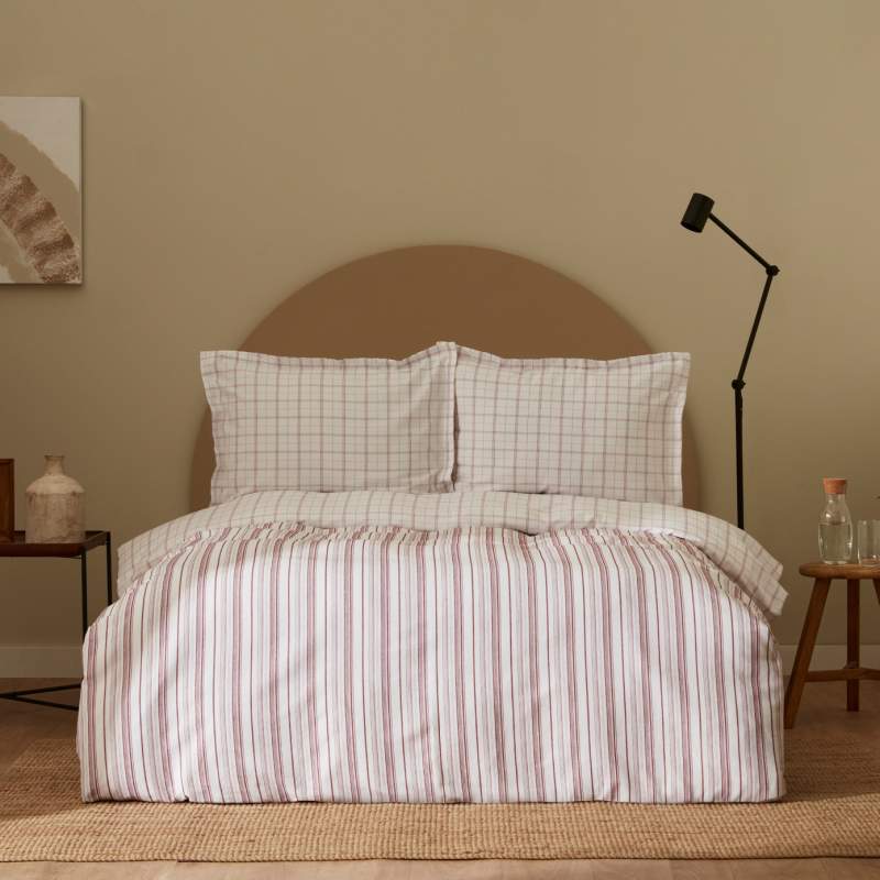 Karaca Home Doğasever Geo Cotton Transformation Single Duvet Cover Set Claret Red