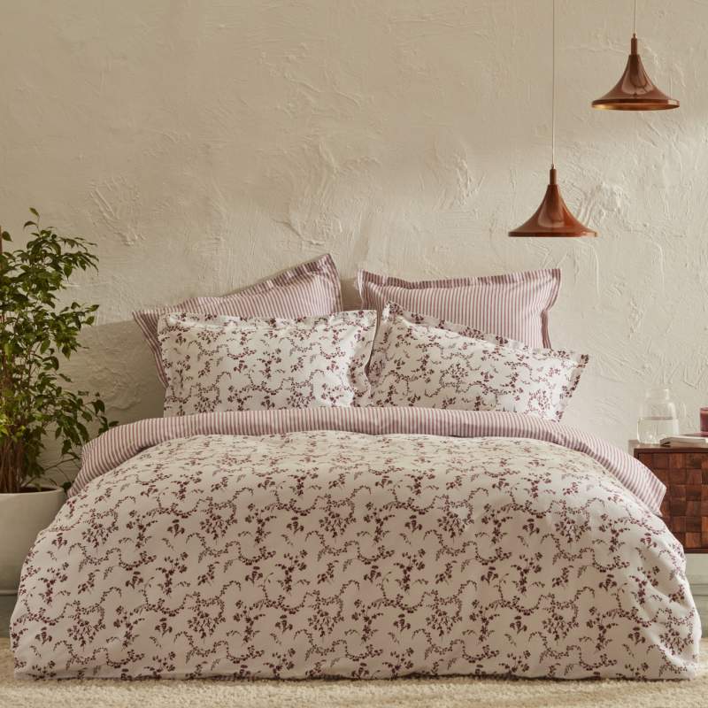 Karaca Home Doğasever Ivy Cotton Transformation Double Duvet Cover Set Claret Red