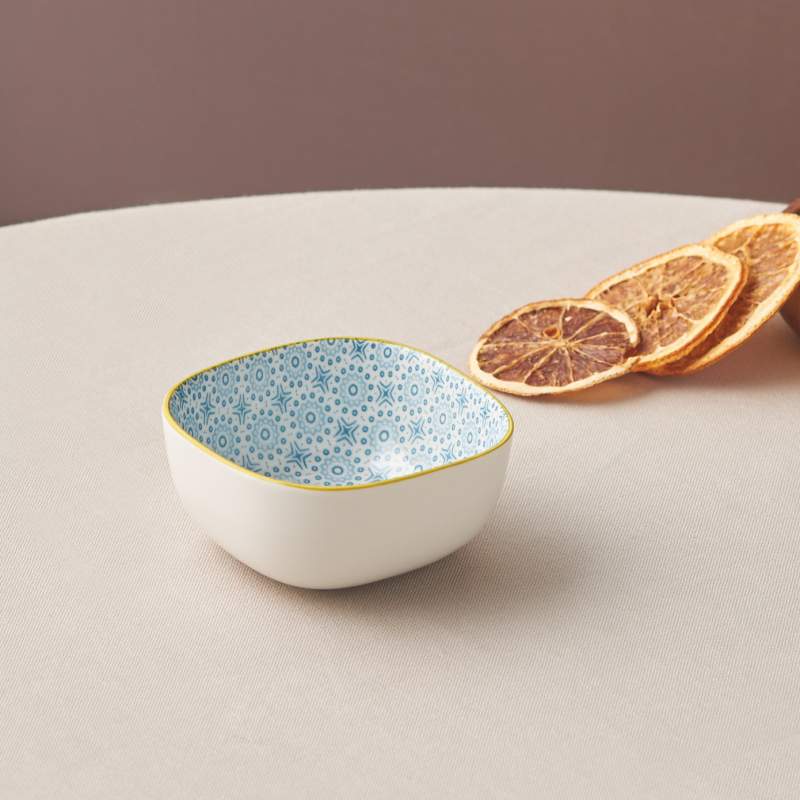 Karaca Floral Blue Square Snack Plate 10 cm