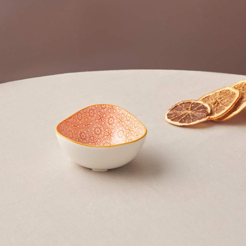 Karaca Floral Orange Triangle Snack Bowl 10 cm