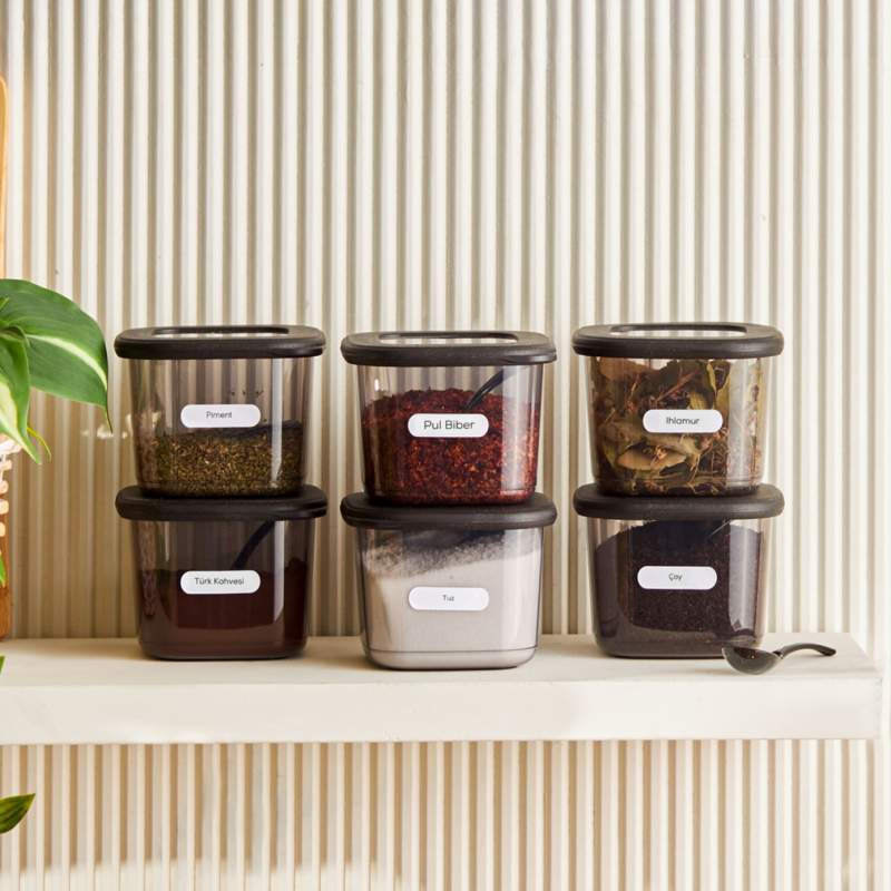 Karaca Forbs Spice Set of 6 with Spoon Gray