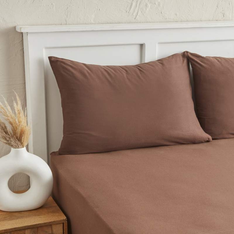 Karaca Home Motto Combed Cotton Fitted Double Bed Sheet 160x200+30 cm Brown