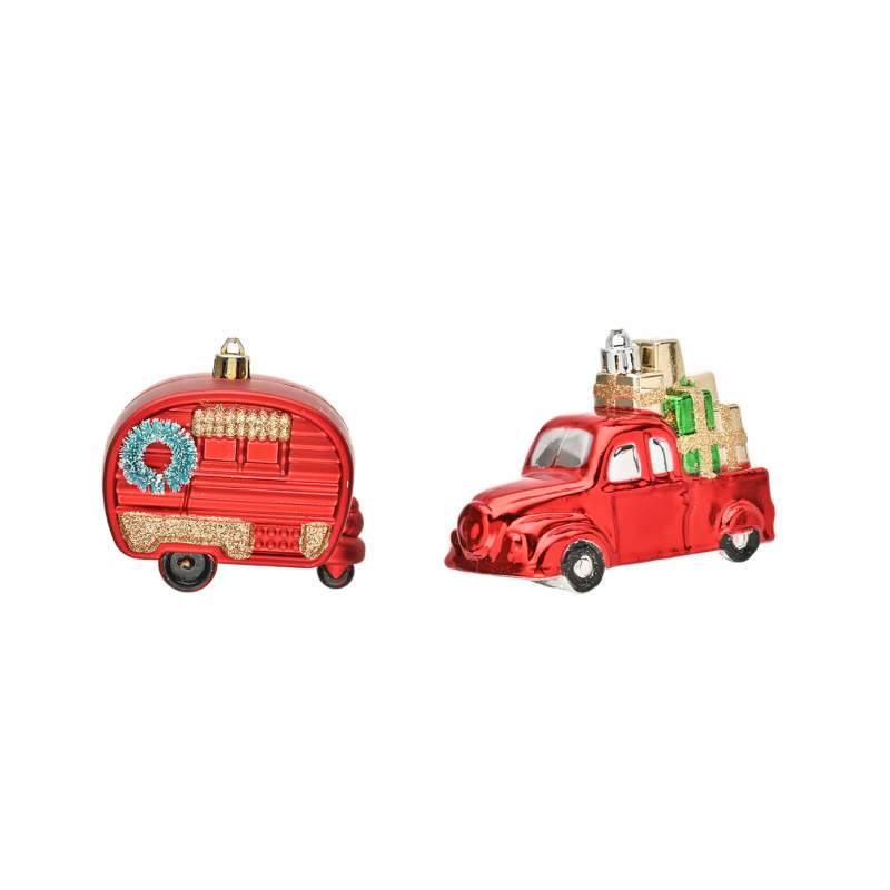 Karaca Home 2 Piece Truck & Caravan Tree Ornament Set