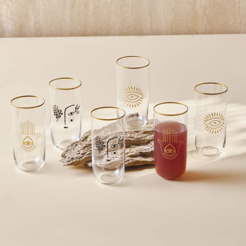 Karaca Face 6-Piece Soft Drink Glass