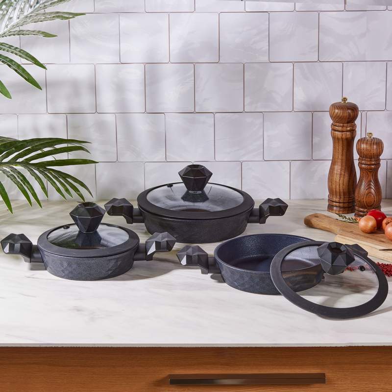 Karaca BioDiamond Antibacterial Handle Induction Based 6 Pcs Cookware Set