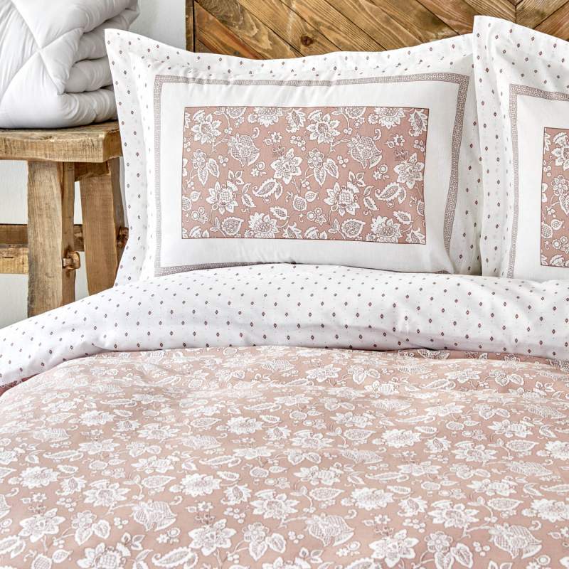 Karaca Home Celerina Pink 100% Cotton Single Fitted Duvet Cover Set Karaca Home Celerina Pink 100% Cotton Single Fitted Duvet Cover Set