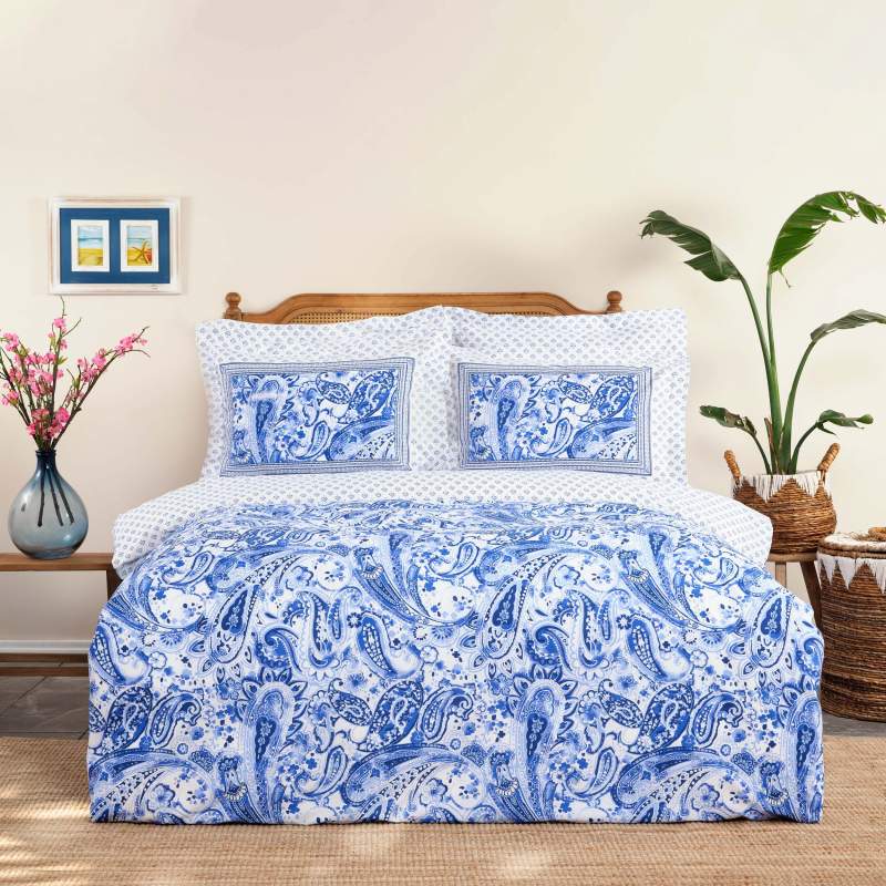 Karaca Home Bellance Blue 100% Cotton Single Duvet Cover Set Karaca Home Bellance Blue 100% Cotton Single Duvet Cover Set