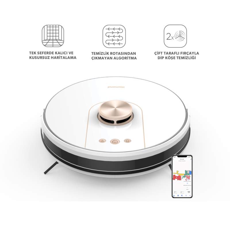 Homend Alex Laser Pro 1285H Smart Robot Vacuum Cleaner with Mapping White Gold