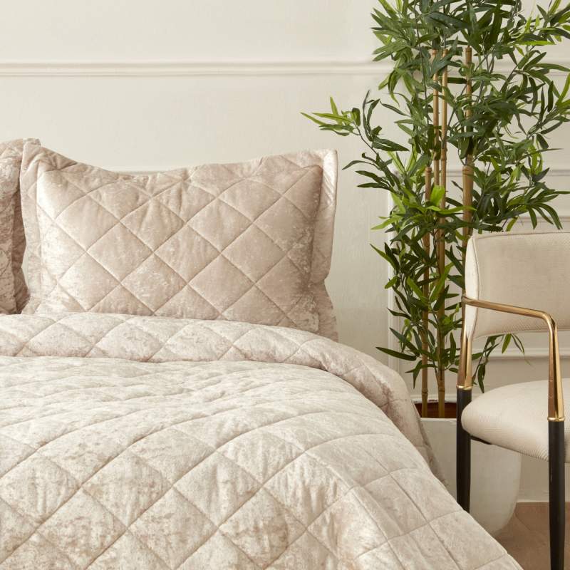 Karaca Home Plain Double Quilted Bedspread Gold Karaca Home Plain Double Quilted Bedspread Gold