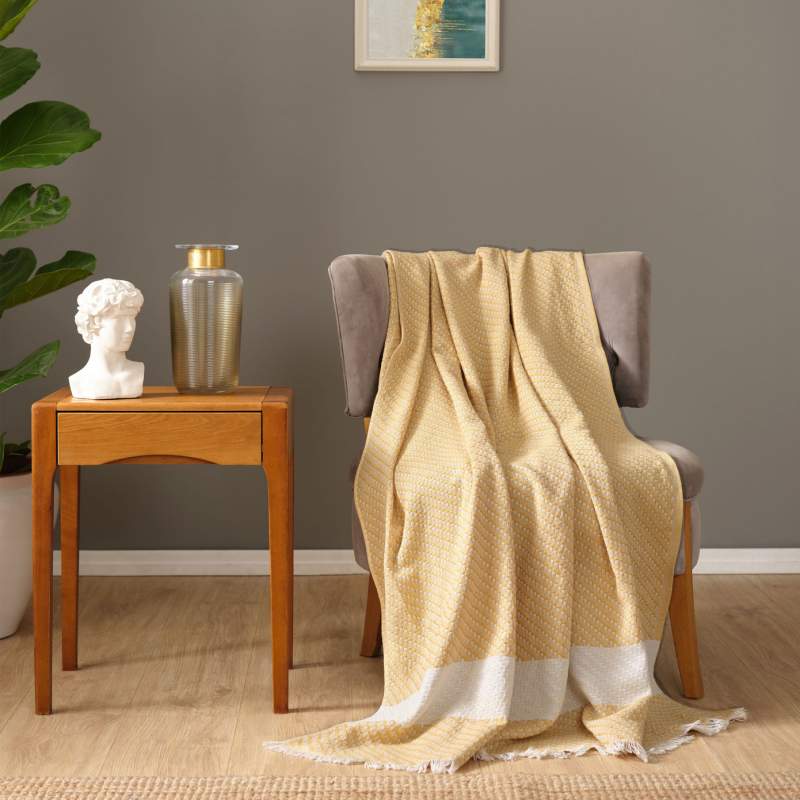 Karaca Home Wilma Mustard Throw Blanket 130x170 cm Karaca Home Wilma Mustard Throw Blanket 130x170 cm