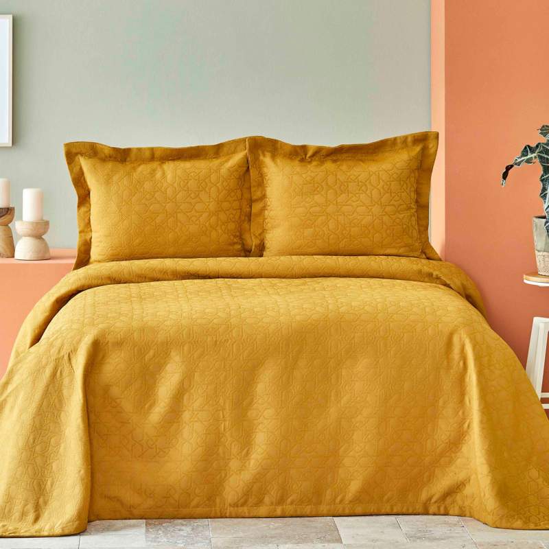 Karaca Home Back To Basic Mustard Double Bedspread Karaca Home Back To Basic Mustard Double Bedspread