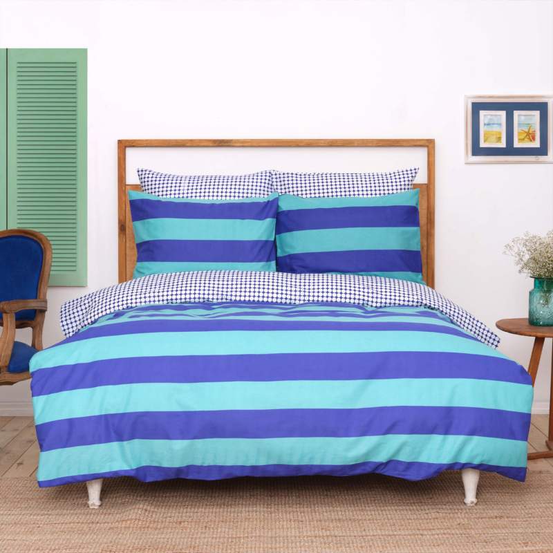 Sarah Anderson Ronie Saks Mint 100% Cotton Double Duvet Cover & Pillow Set