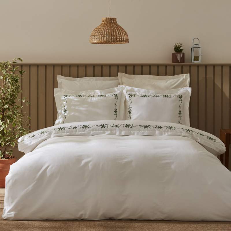 Karaca Home Nature Lover Nora Bamboo Embroidery Double Duvet Cover Set Green