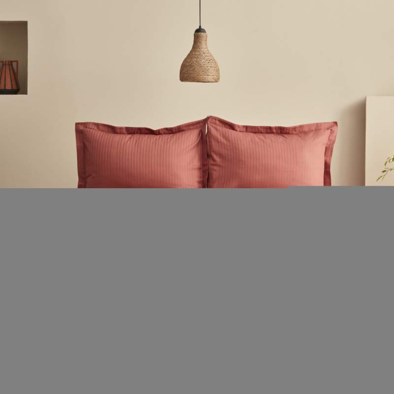 Karaca Home Uniq 100% Cotton Single Satin Duvet Cover Set Terracota Karaca Home Uniq 100% Cotton Single Satin Duvet Cover Set Terracota