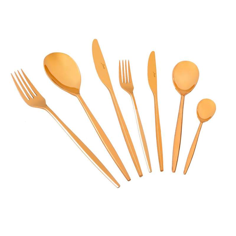 Jumbo 5800 Apollo 84 Pieces 12 Person Cutlery Set Titanium Bronze