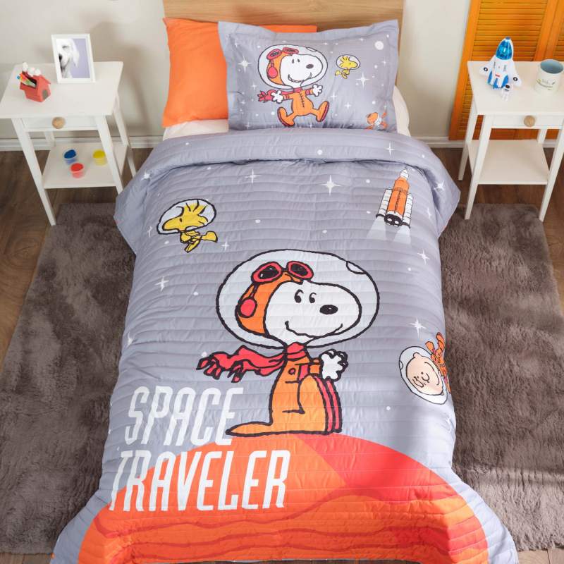 Peanuts by Karaca Home Space Traveler Bedspread Single Gray Peanuts by Karaca Home Space Traveler Bedspread Single Gray