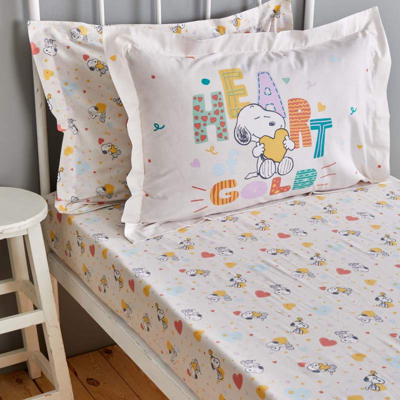 Peanuts by Karaca Home Snoopy Playtime Single Fitted Sheet/Pillow Set
