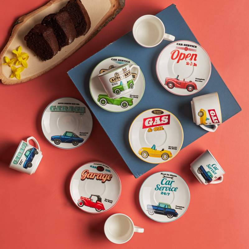 Karaca Cars Set of 6 Coffee Cups 80 ml