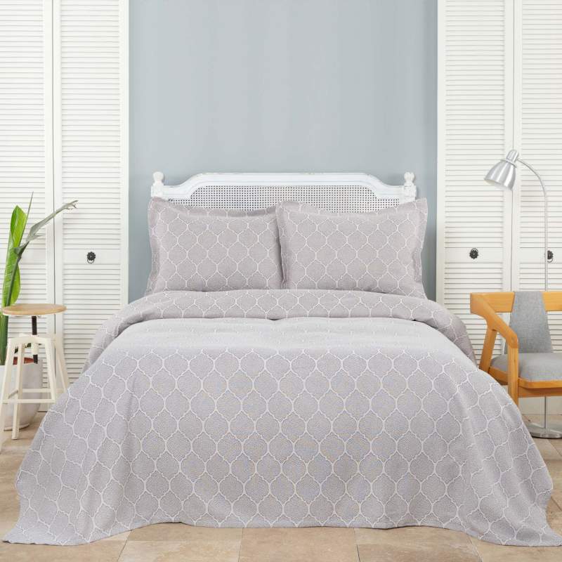 Karaca Home Birisa Gray Double Bedspread Set Karaca Home Birisa Gray Double Bedspread Set