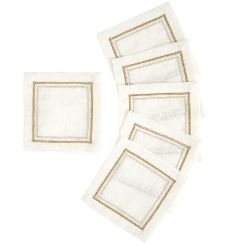 Karaca Home Molde Set of 6 Cocktail Napkins Gold Silver Karaca Home Molde Set of 6 Cocktail Napkins Gold Silver