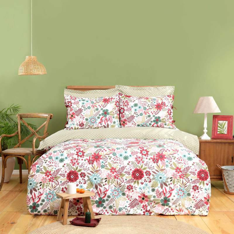 Karaca Home Antro Green 100% Cotton Single Duvet Cover Set