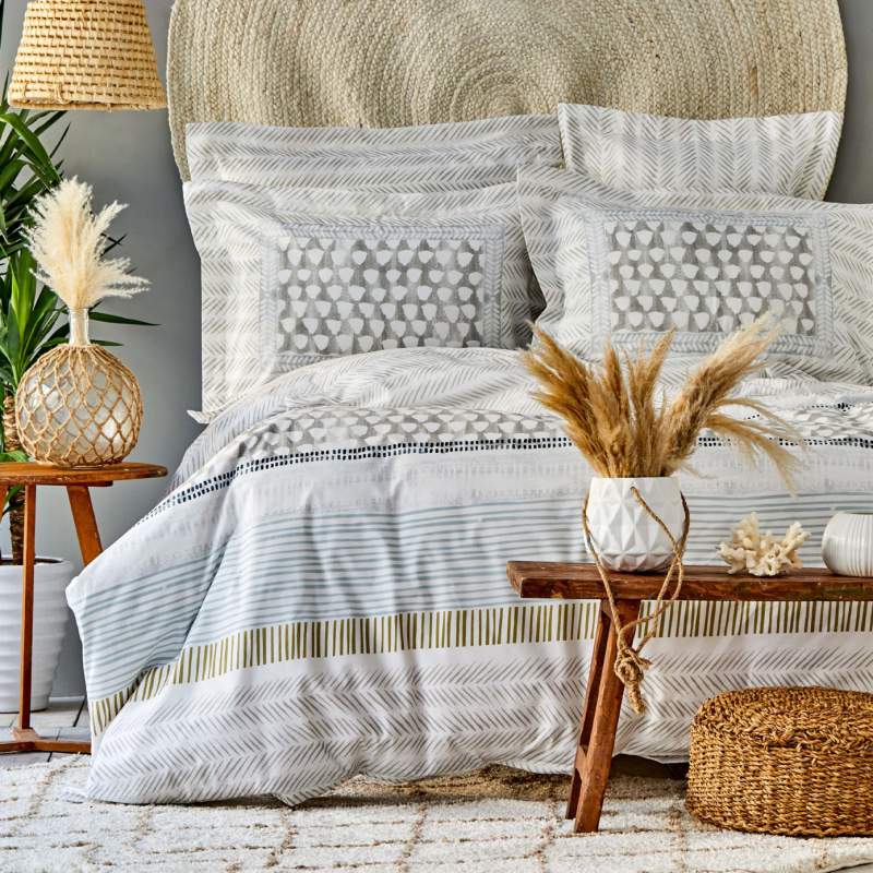 Karaca Home Lavero Light Gray 100% Cotton Single Duvet Cover Set Karaca Home Lavero Light Gray 100% Cotton Single Duvet Cover Set