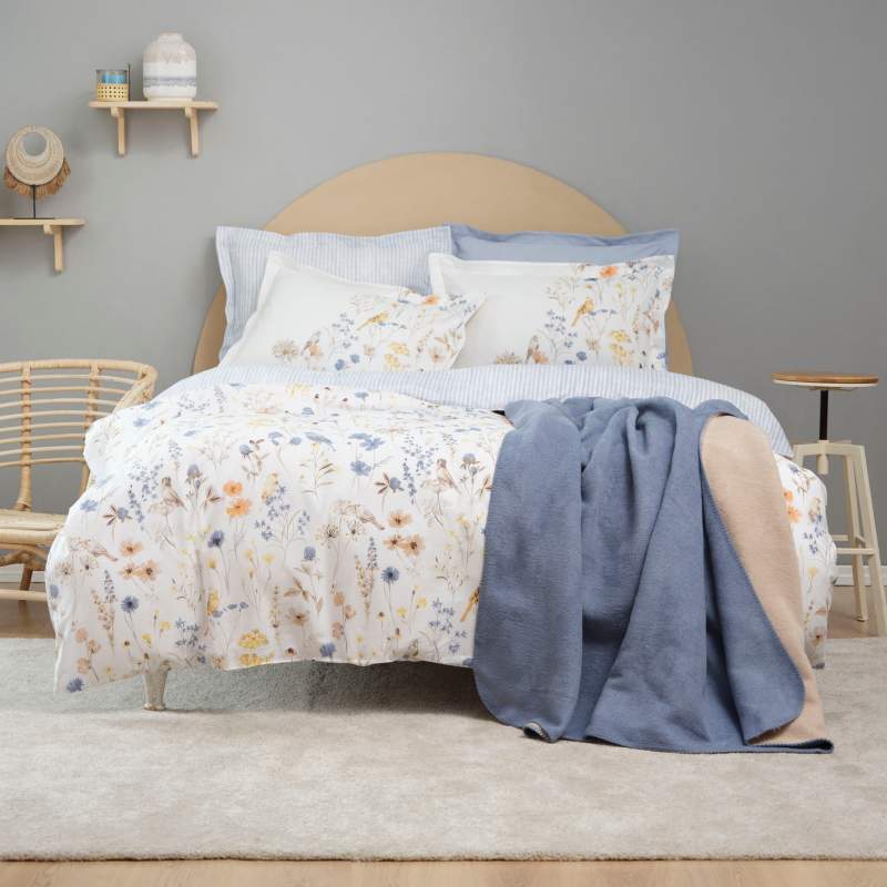 Karaca Home Aleta Blue Double 100% Cotton Duvet Cover Blanket Set Karaca Home Aleta Blue Double 100% Cotton Duvet Cover Blanket Set
