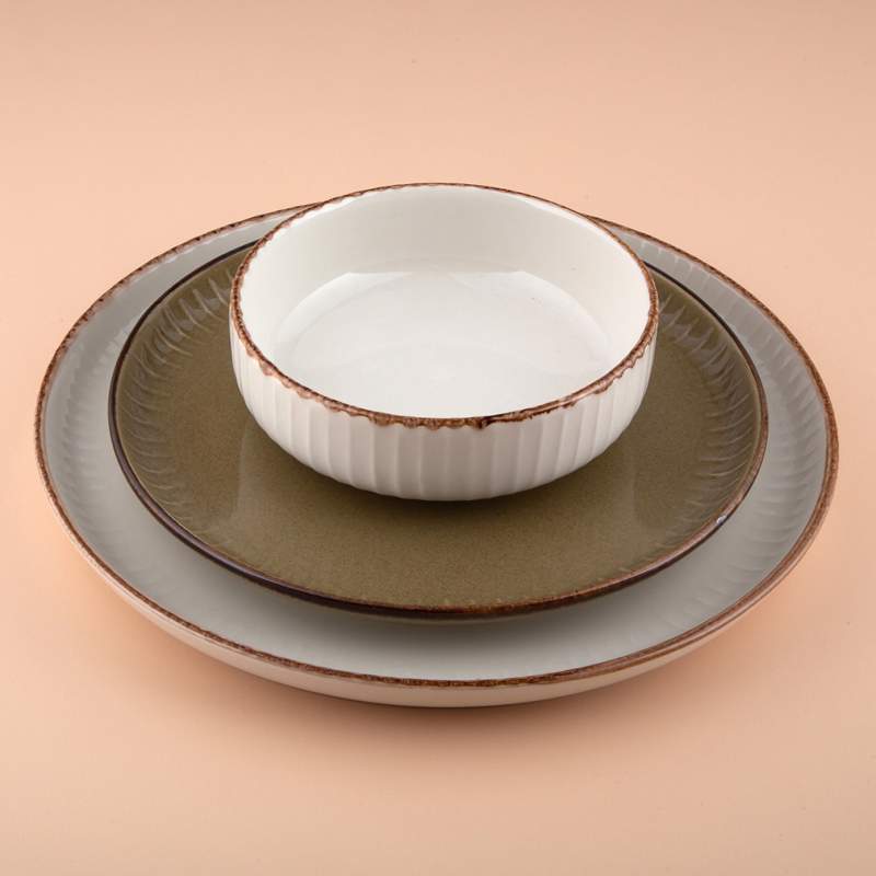 Jumbo Blue Line 18 Pieces 6 Person Porcelain Dinnerware