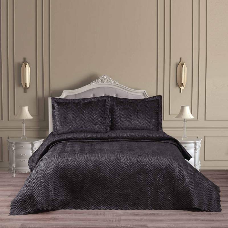 Karaca Home Senna Anthracite Ultrasonic Double Bedspread Karaca Home Senna Anthracite Ultrasonic Double Bedspread