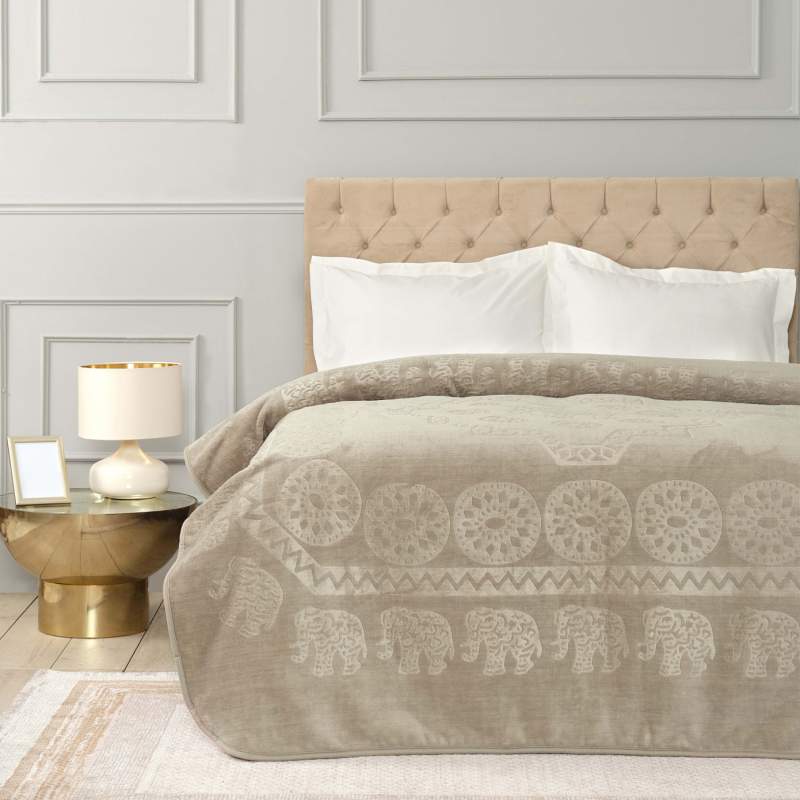 Karaca Home Elephant Mink Double Soft Embosy Blanket Karaca Home Elephant Mink Double Soft Embosy Blanket