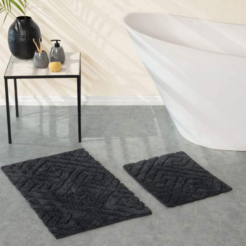 Karaca Home Elite Black Doormat Set 50x80 cm 50x40 cm