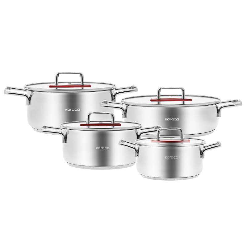 Karaca Arya 8 Pieces Steel Cookware Set Red