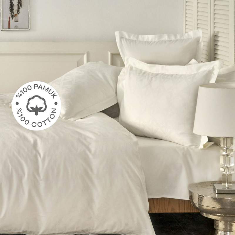 Karaca Home White Colletion Santino 100% Cotton Double Duvet Cover Set Karaca Home White Colletion Santino 100% Cotton Double Duvet Cover Set