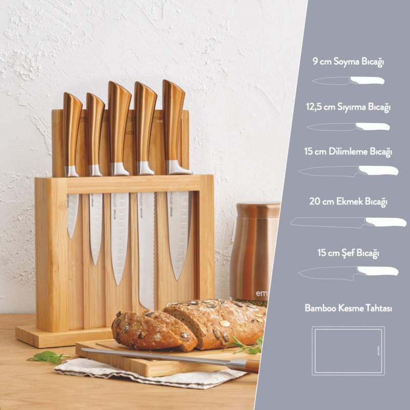 Emsan Matrix Rose Gold 7 Piece Knife Set