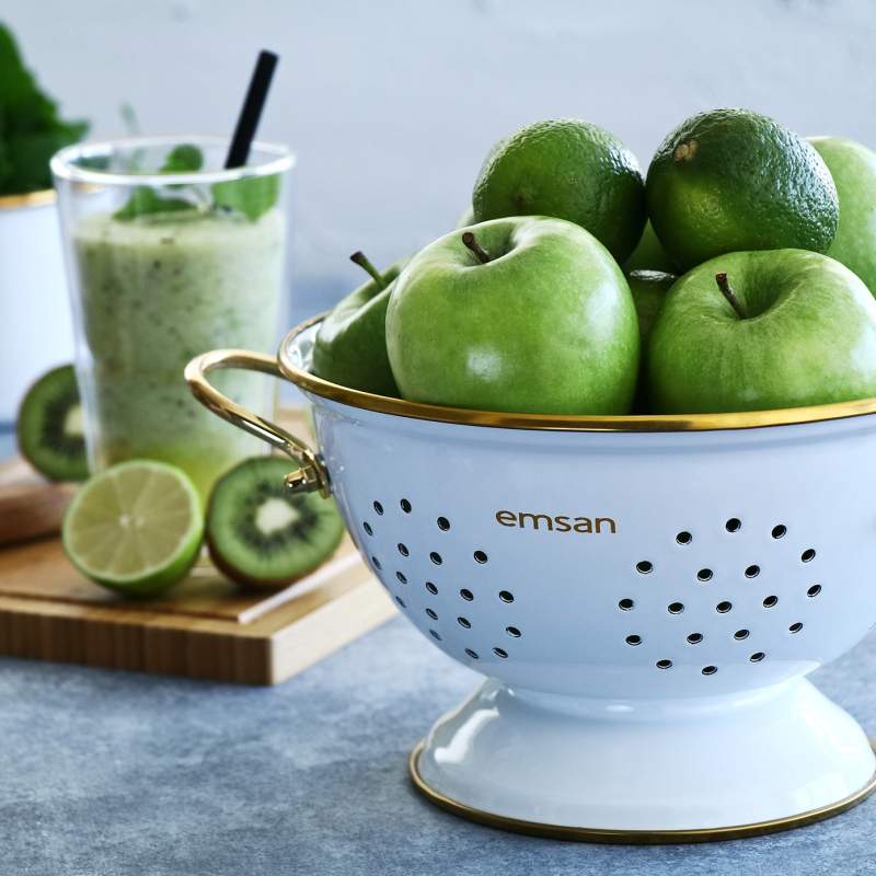 Emsan Troy Enamel Strainer White 22 cm