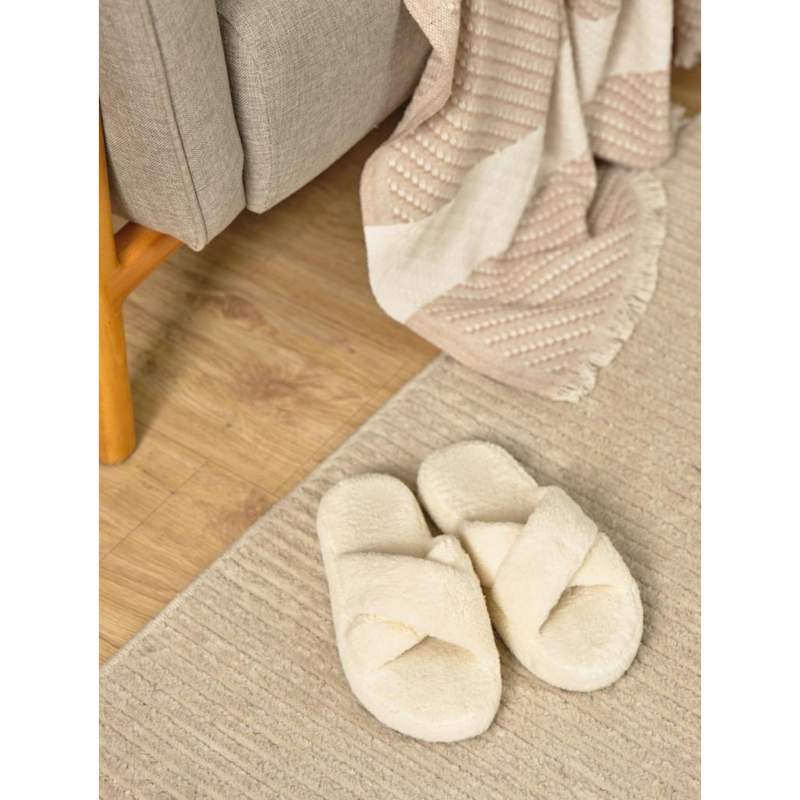 Karaca Home Young Cross Slippers 38-39 Ecru