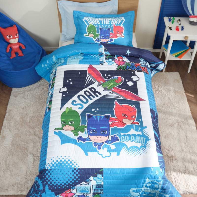 Pj Masks by Karaca Home Save The Sky Blue Single Bedspread Pj Masks by Karaca Home Save The Sky Blue Single Bedspread