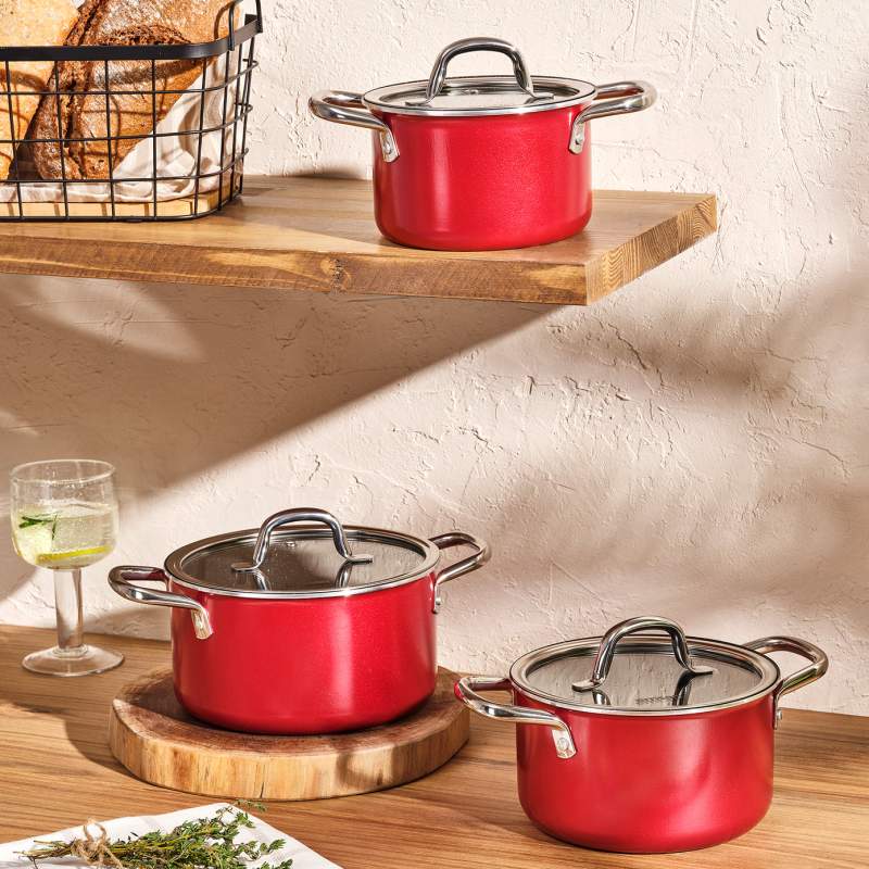 Emsan Master Class 6 Piece Midi Cookware Set Red