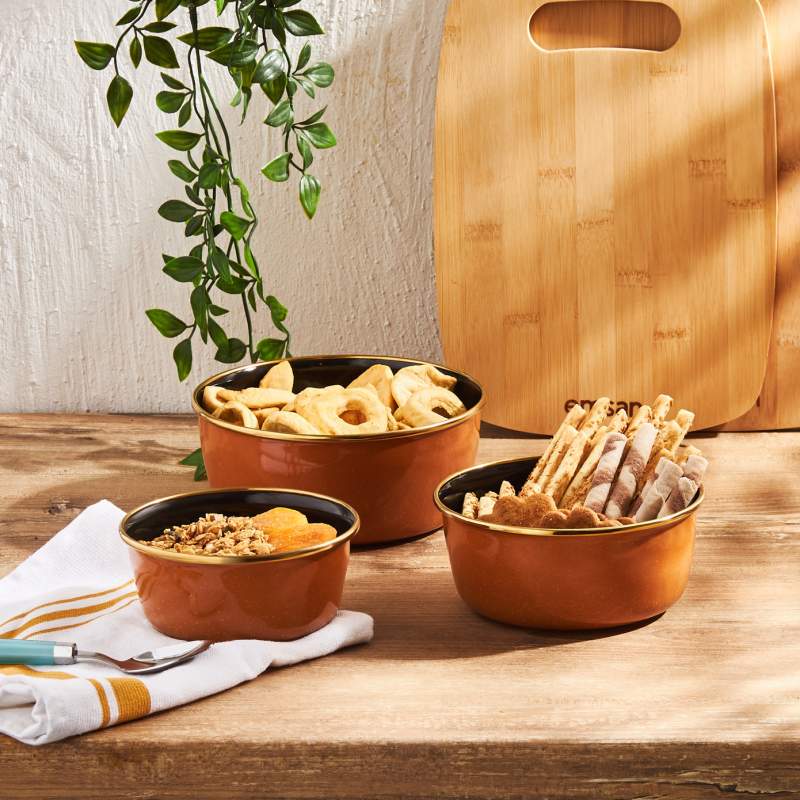 Emsan Dots Enamel 3-Piece Bowl Set Tile